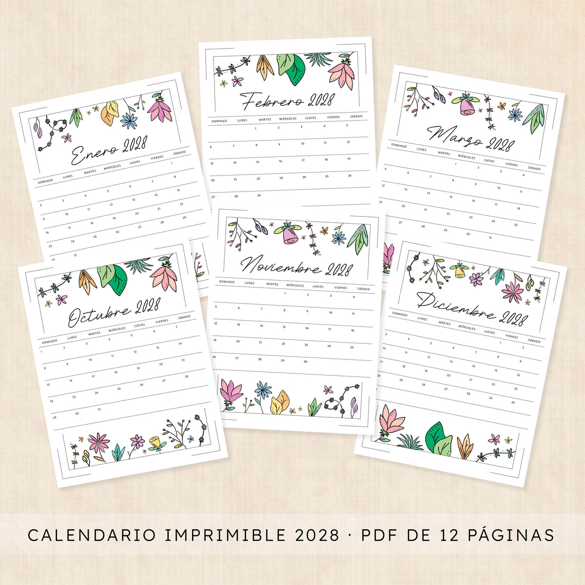 calendario 2028 para imprimir
