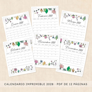 calendario 2028 para imprimir