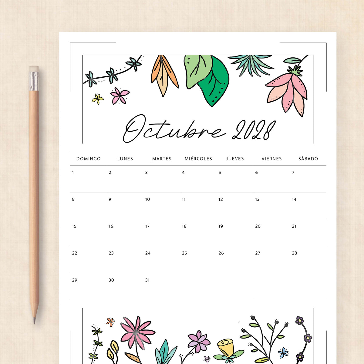 calendario 2028 para imprimir