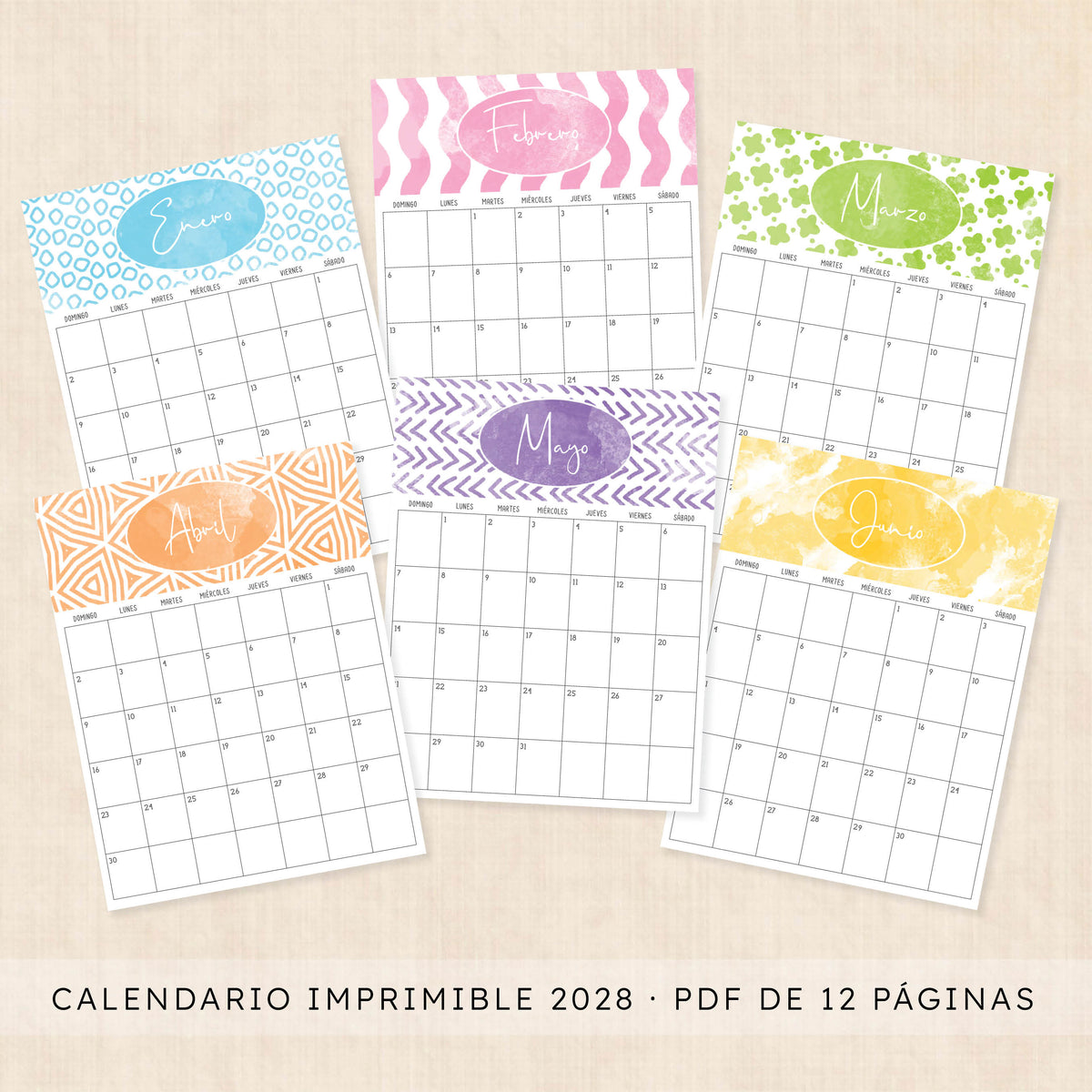 calendario 2028 para imprimir