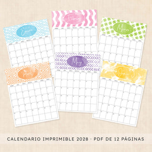 calendario 2028 para imprimir