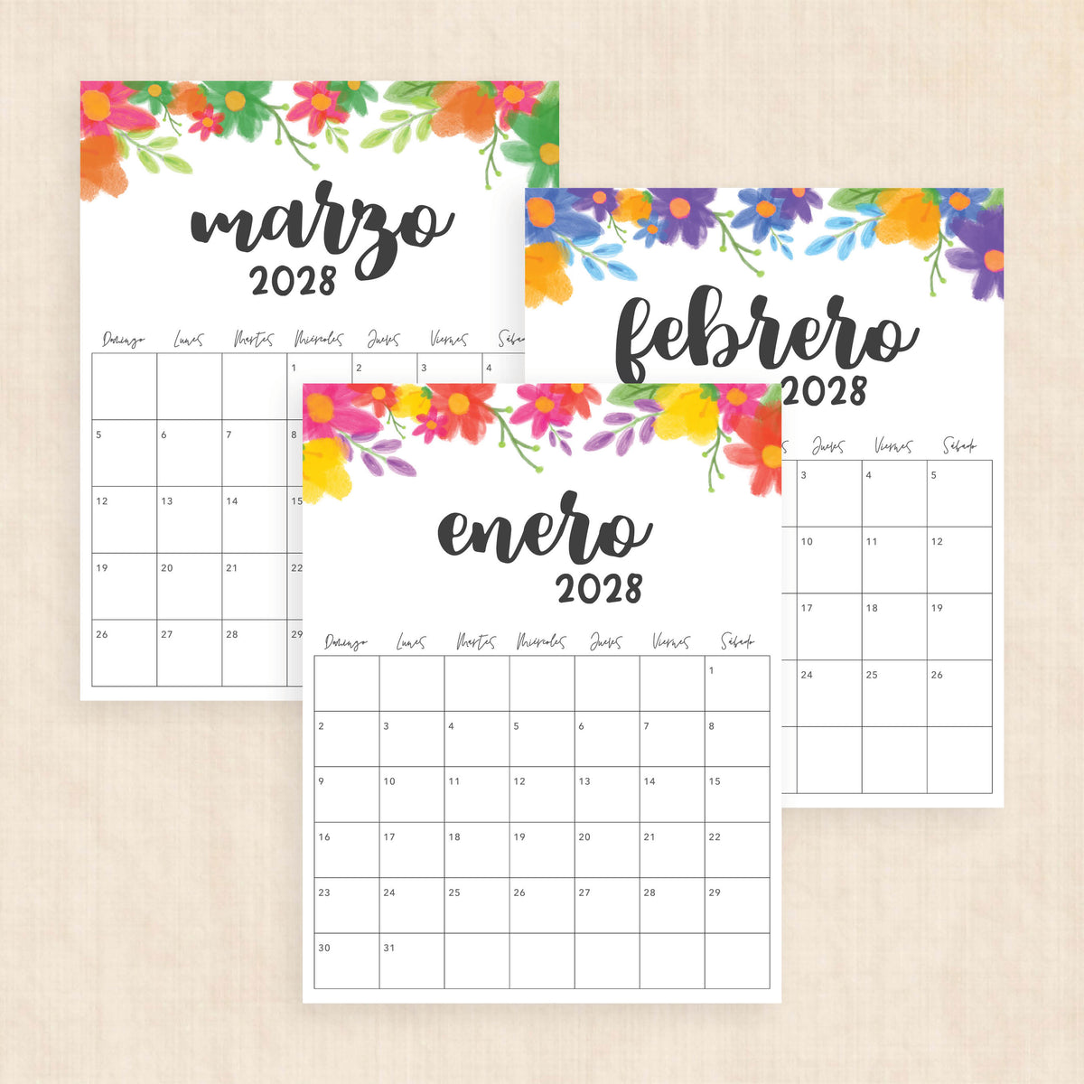 calendario 2028 para imprimir