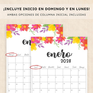 calendario 2028 para imprimir
