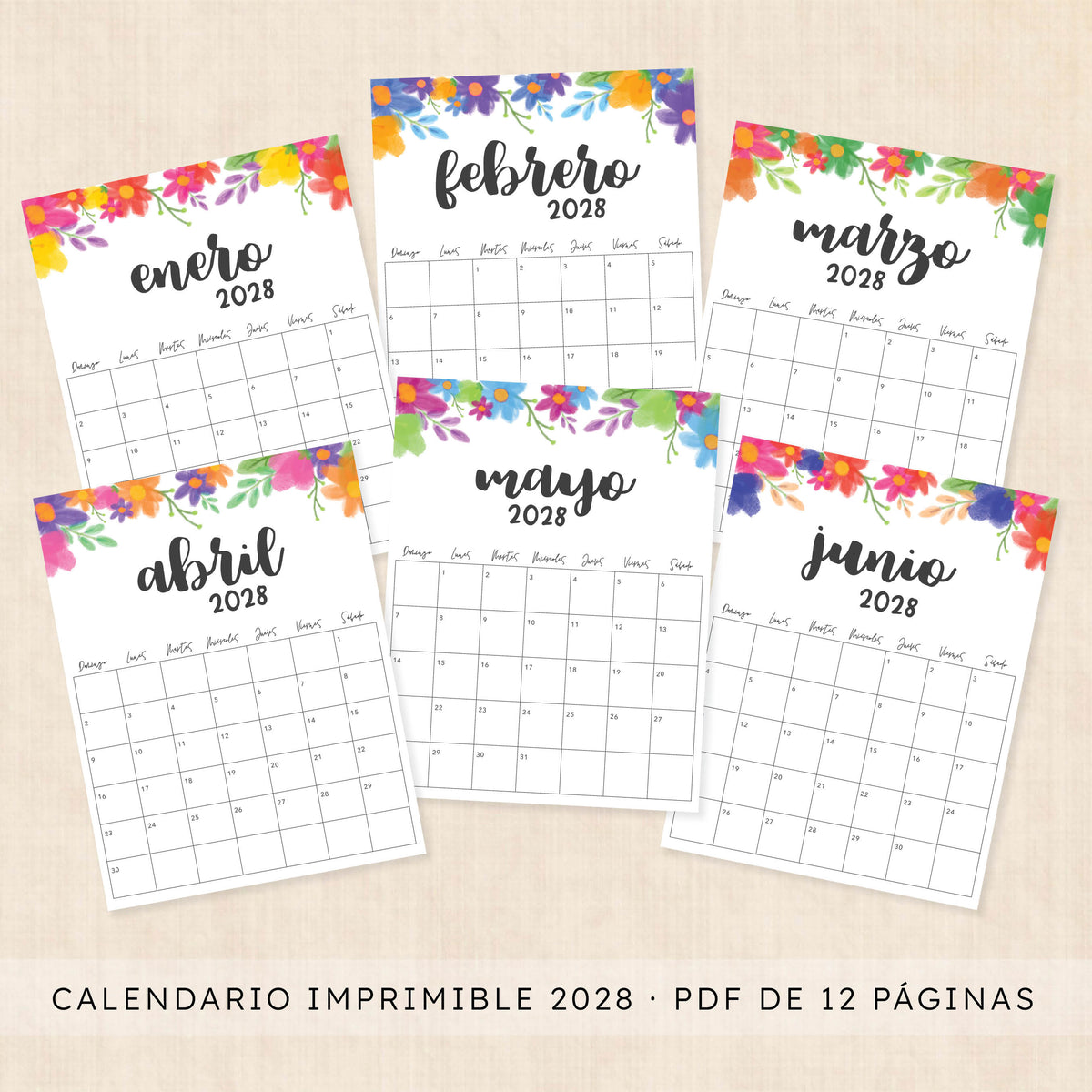 calendario 2028 para imprimir