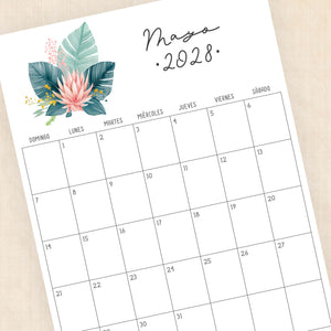 calendario 2028 para imprimir