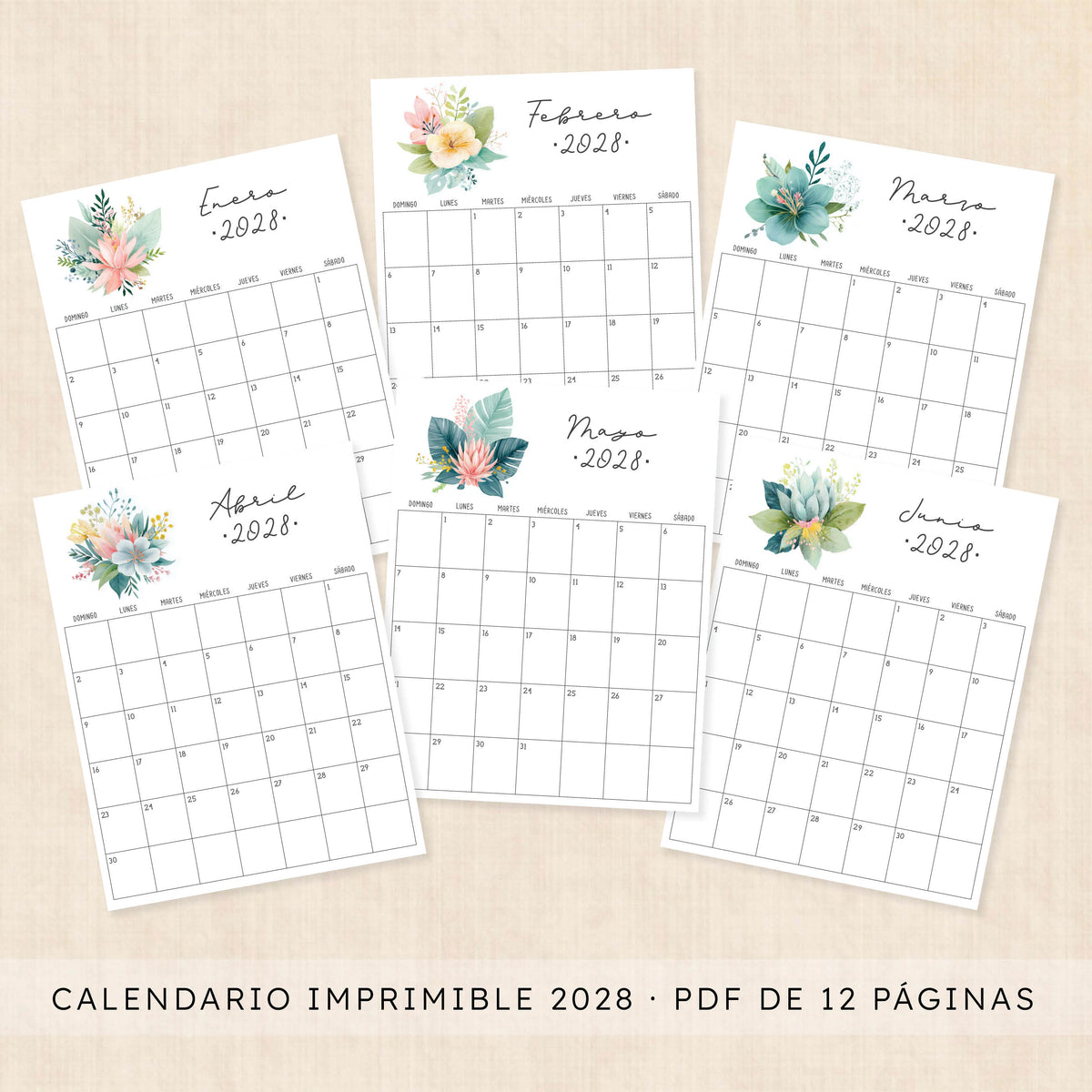 calendario 2028 para imprimir