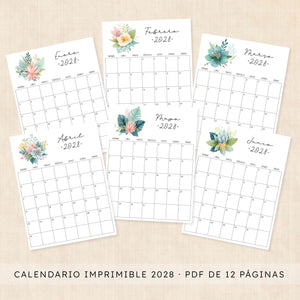 calendario 2028 para imprimir