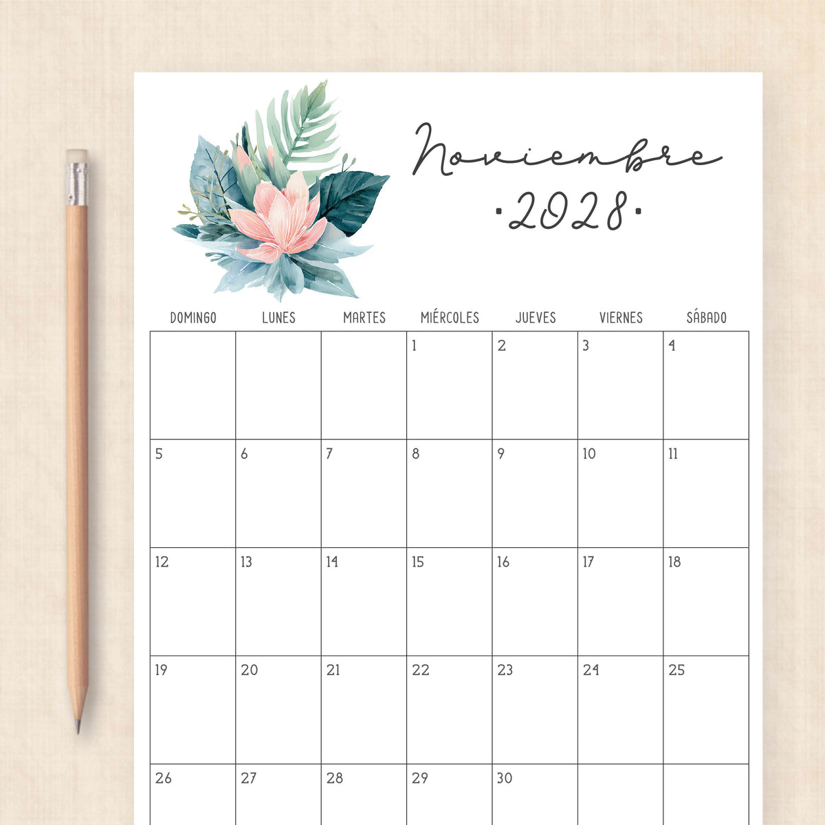 calendario 2028 para imprimir