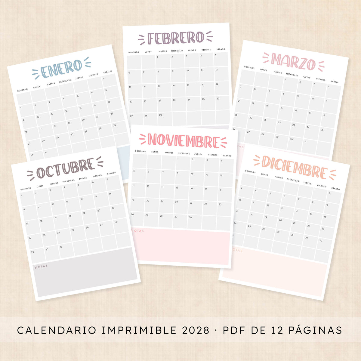 calendario 2028 para imprimir