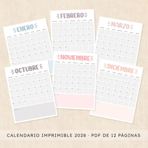calendario 2028 para imprimir