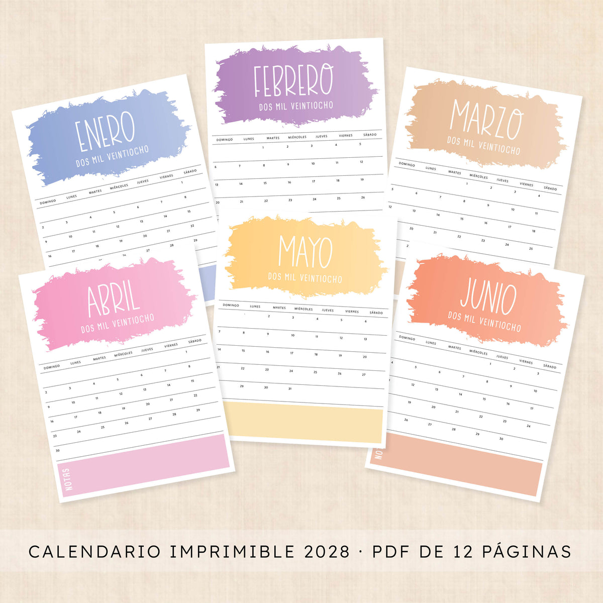 calendario 2028 para imprimir