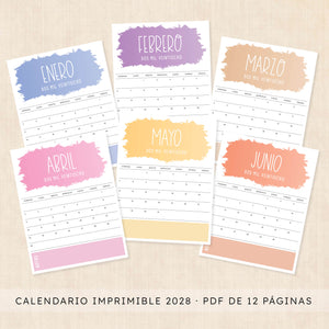 calendario 2028 para imprimir