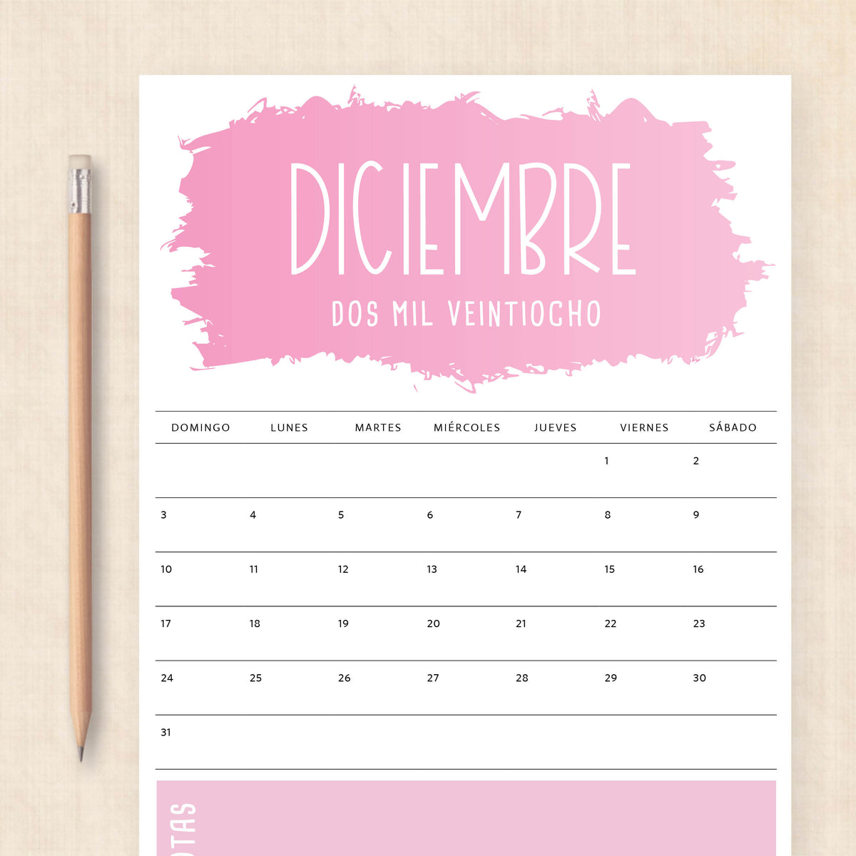 calendario 2028 para imprimir