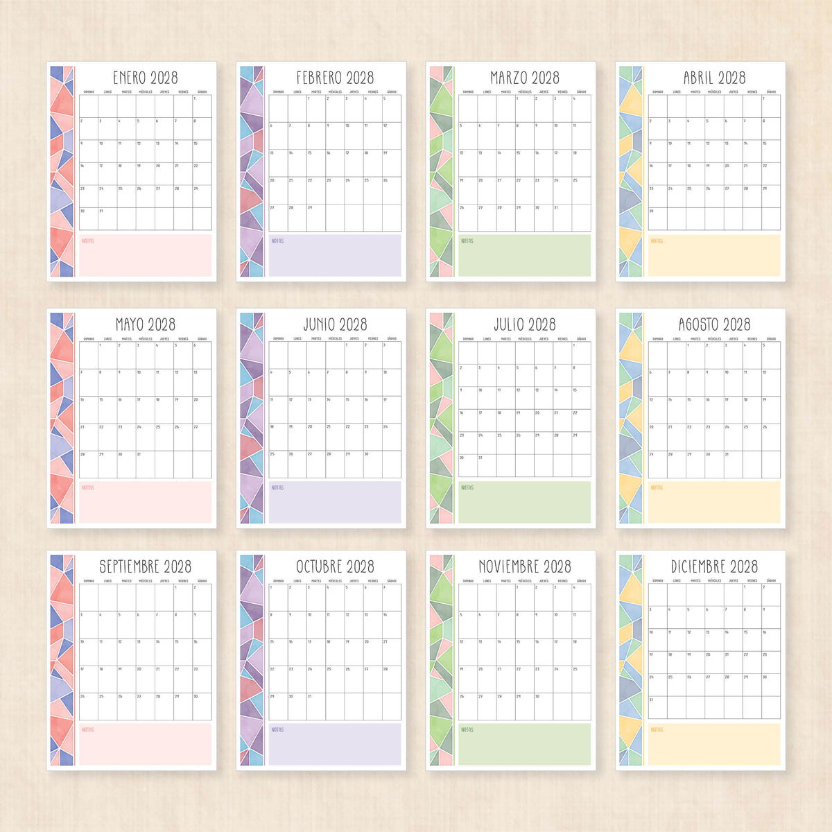 calendario 2028 para imprimir