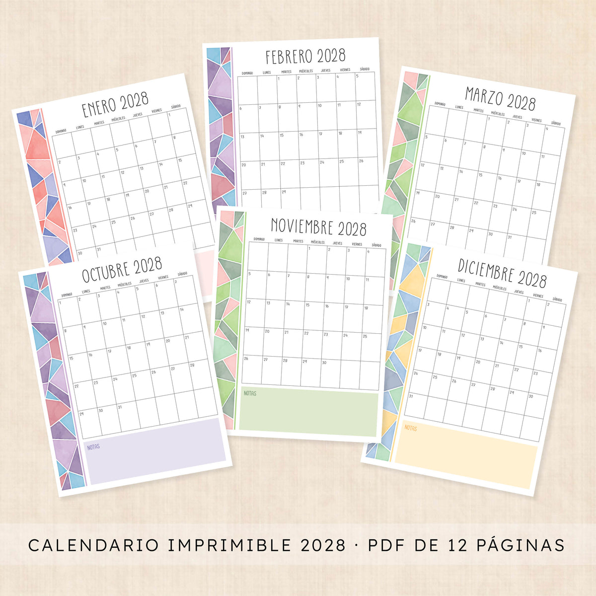 calendario 2028 para imprimir