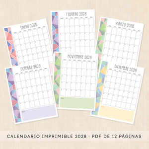 calendario 2028 para imprimir