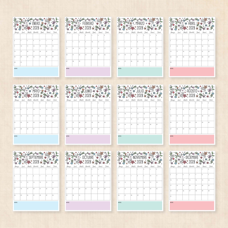 calendario 2028 para imprimir