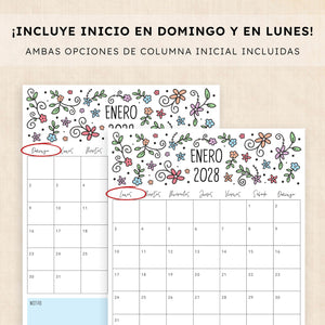 calendario 2028 para imprimir
