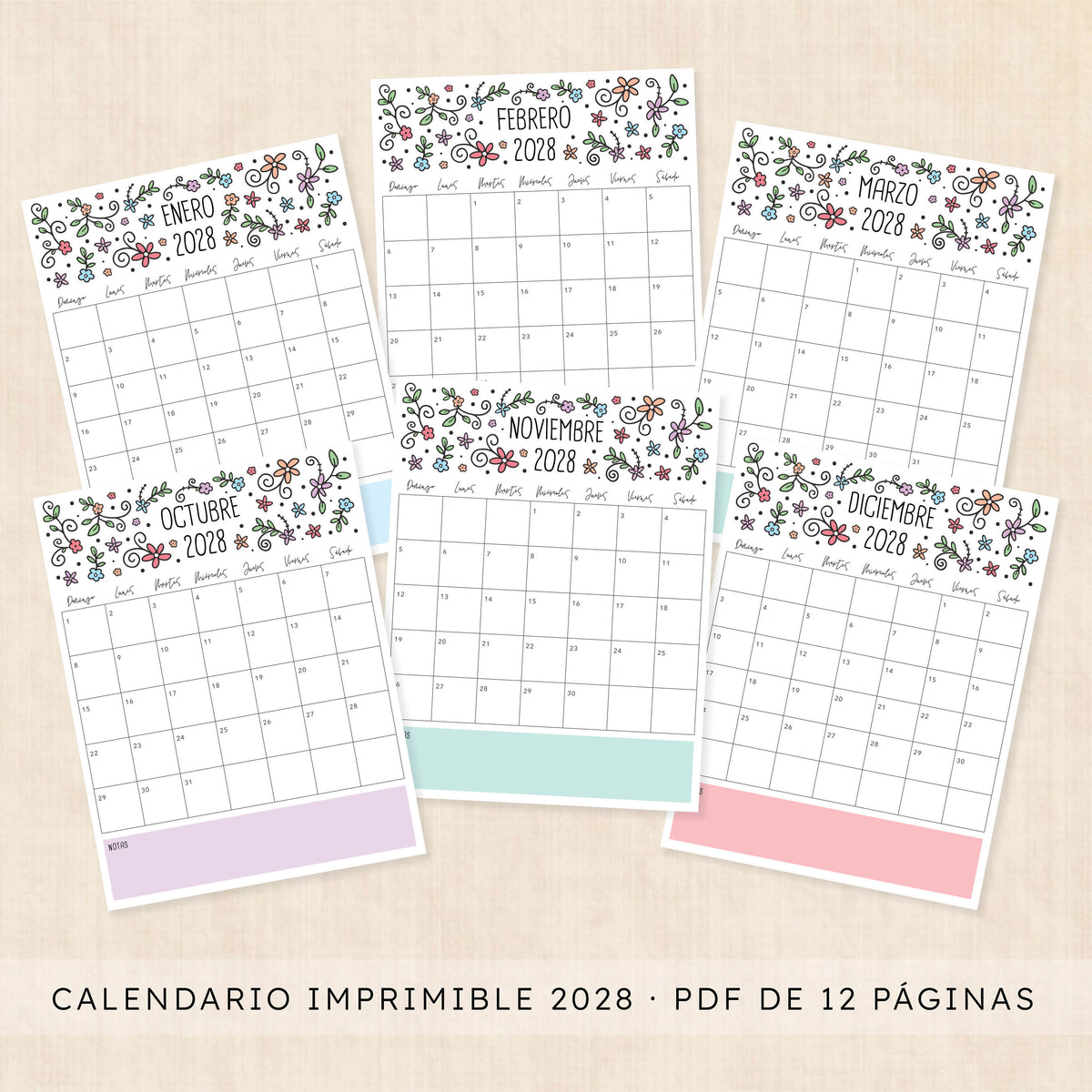 calendario 2028 para imprimir