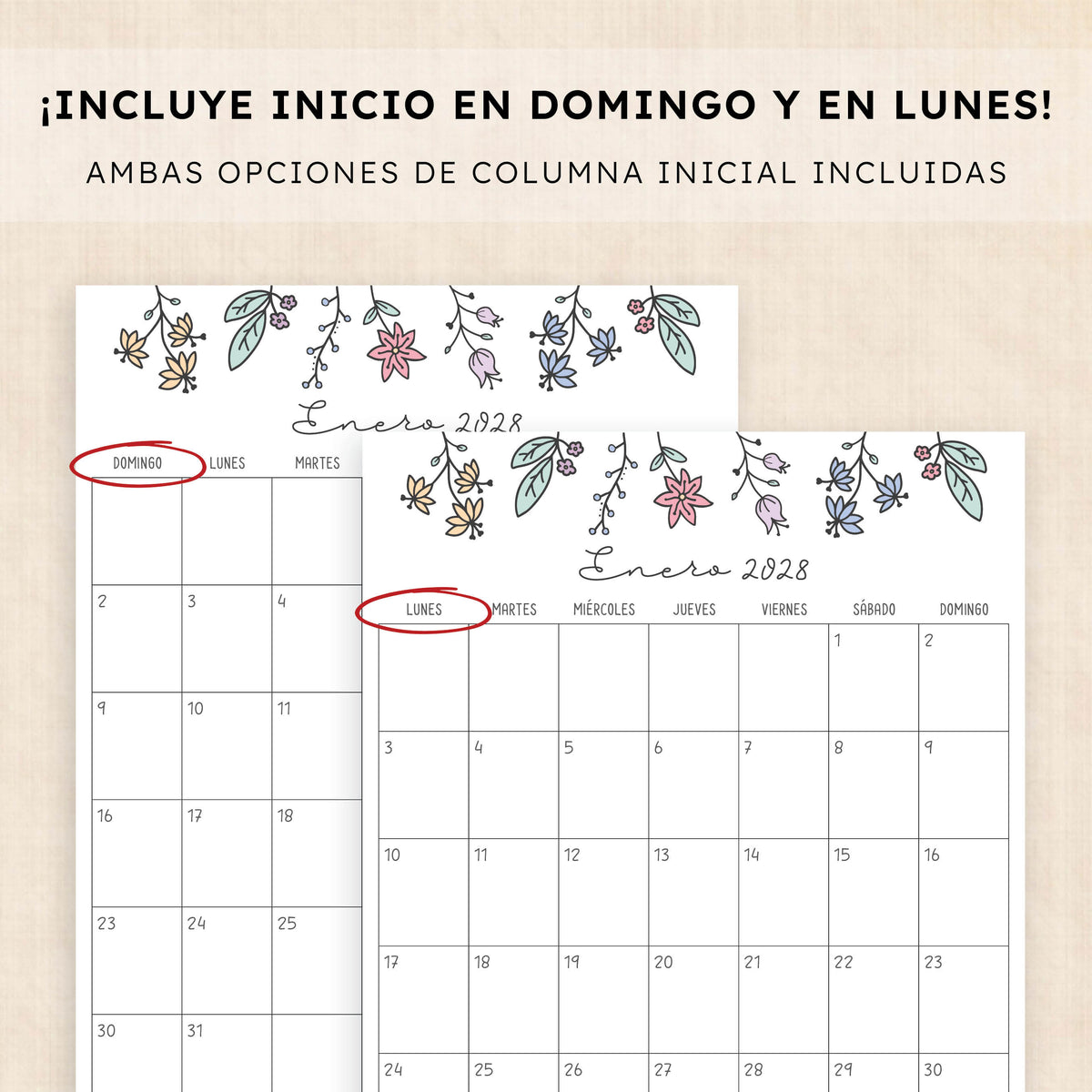 calendario 2028 para imprimir