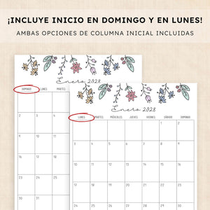 calendario 2028 para imprimir