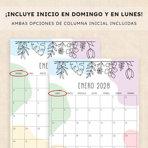 calendario 2028 para imprimir