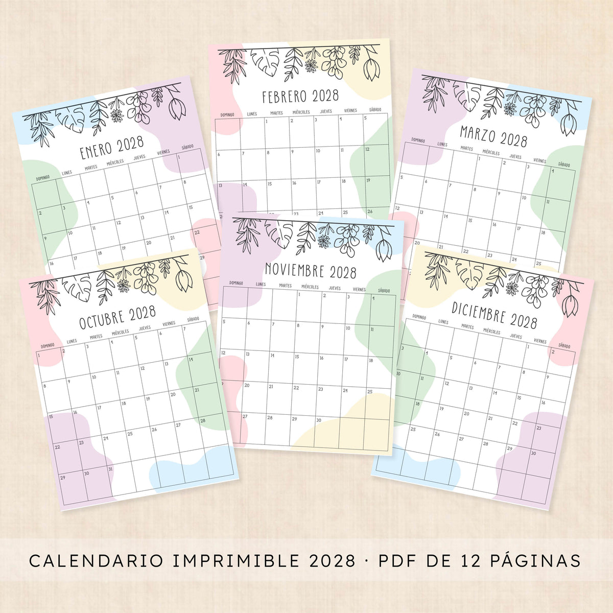 calendario 2028 para imprimir