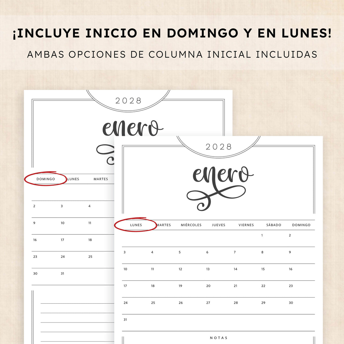 calendario 2028 para imprimir