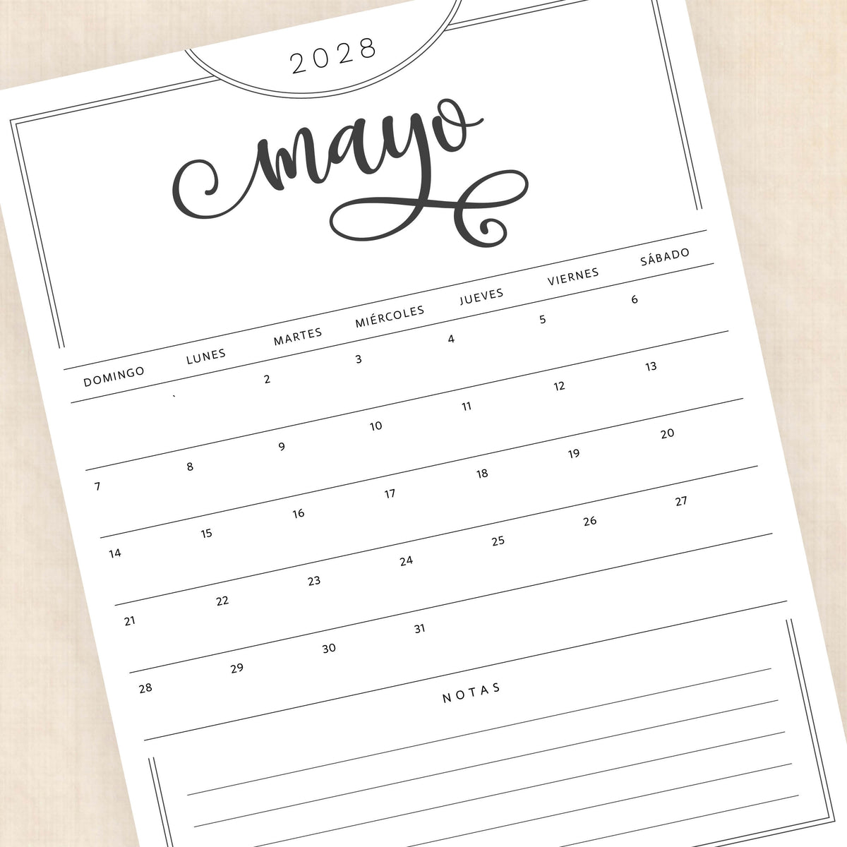 calendario 2028 para imprimir