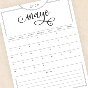 calendario 2028 para imprimir