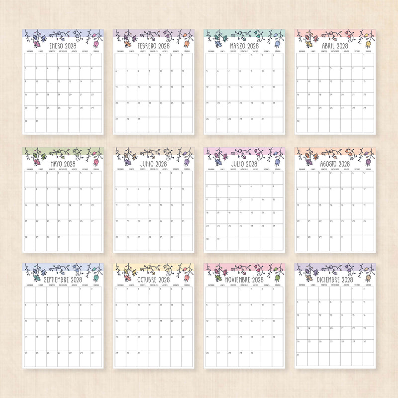 calendario 2028 para imprimir