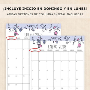 calendario 2028 para imprimir