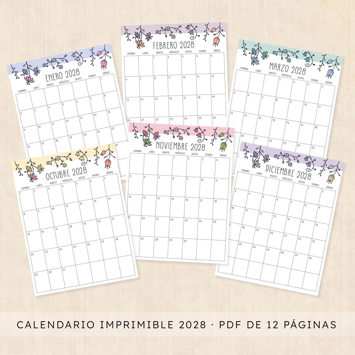 calendario 2028 para imprimir