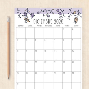 calendario 2028 para imprimir