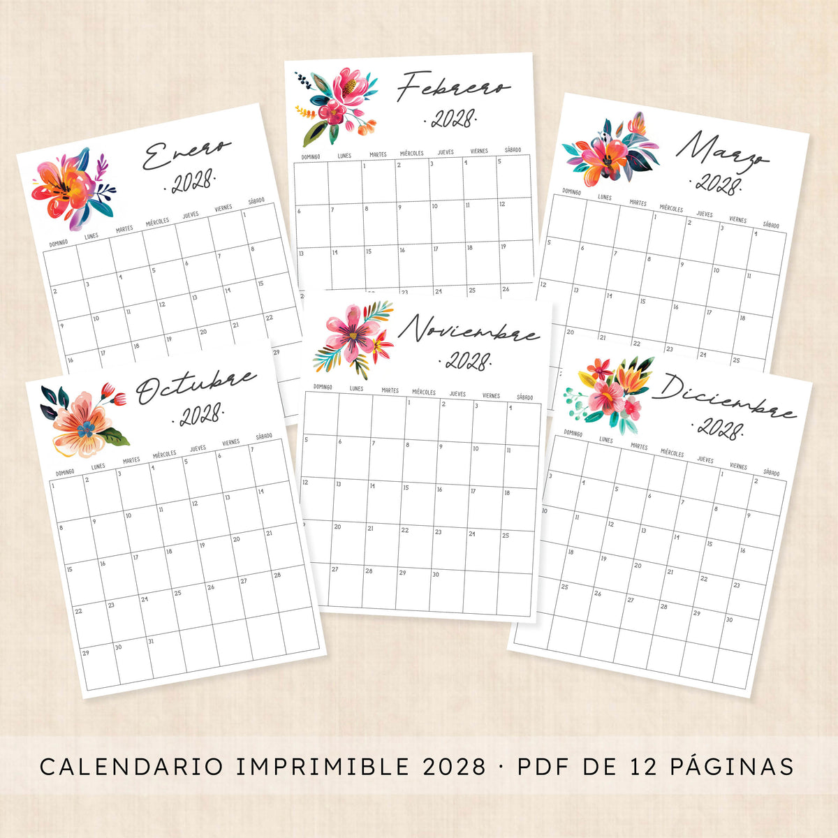 calendario 2028 para imprimir