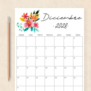 calendario 2028 para imprimir