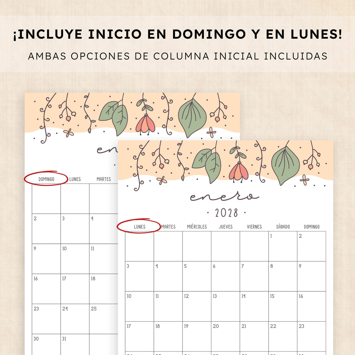 calendario 2028 para imprimir