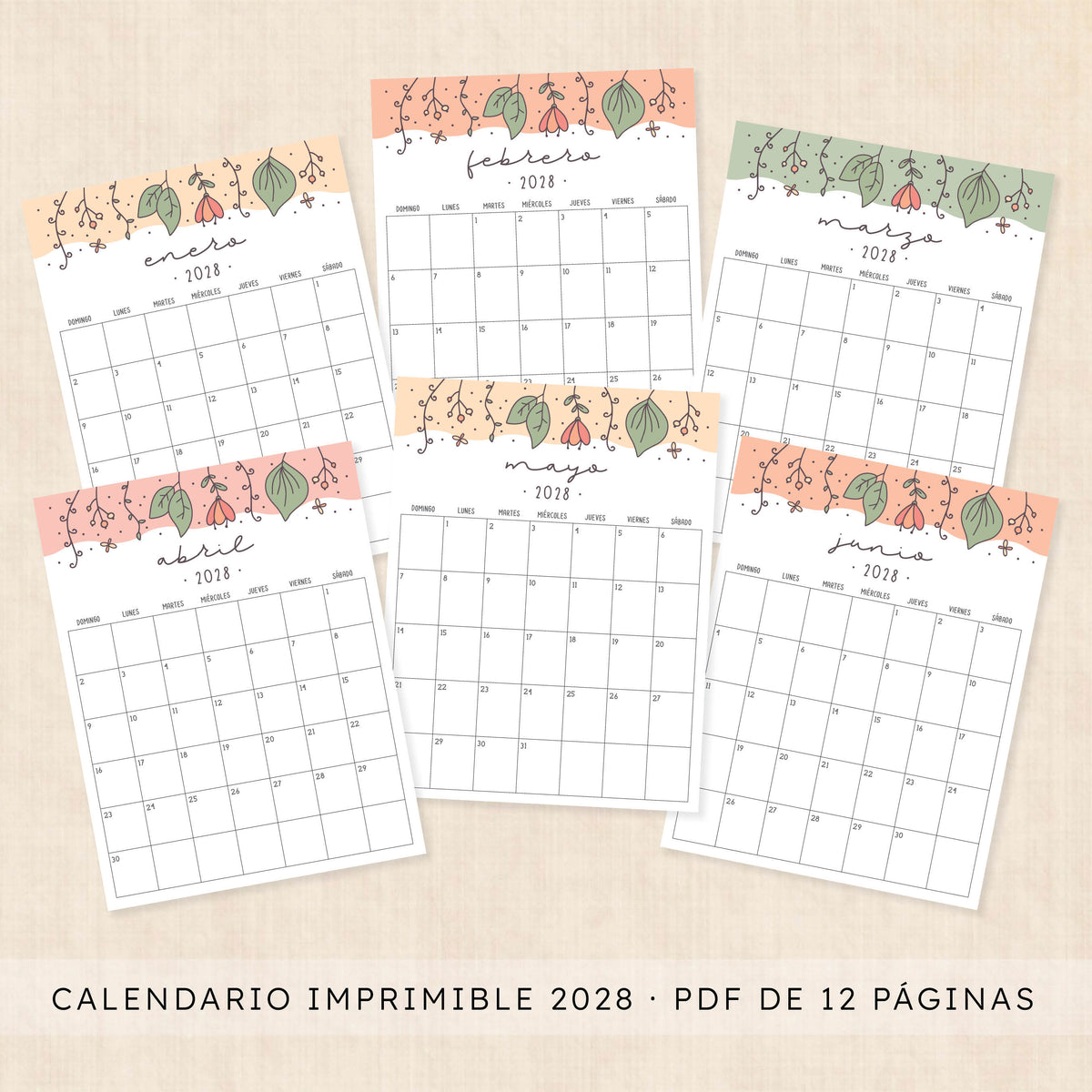 calendario 2028 para imprimir