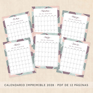 calendario 2028 para imprimir