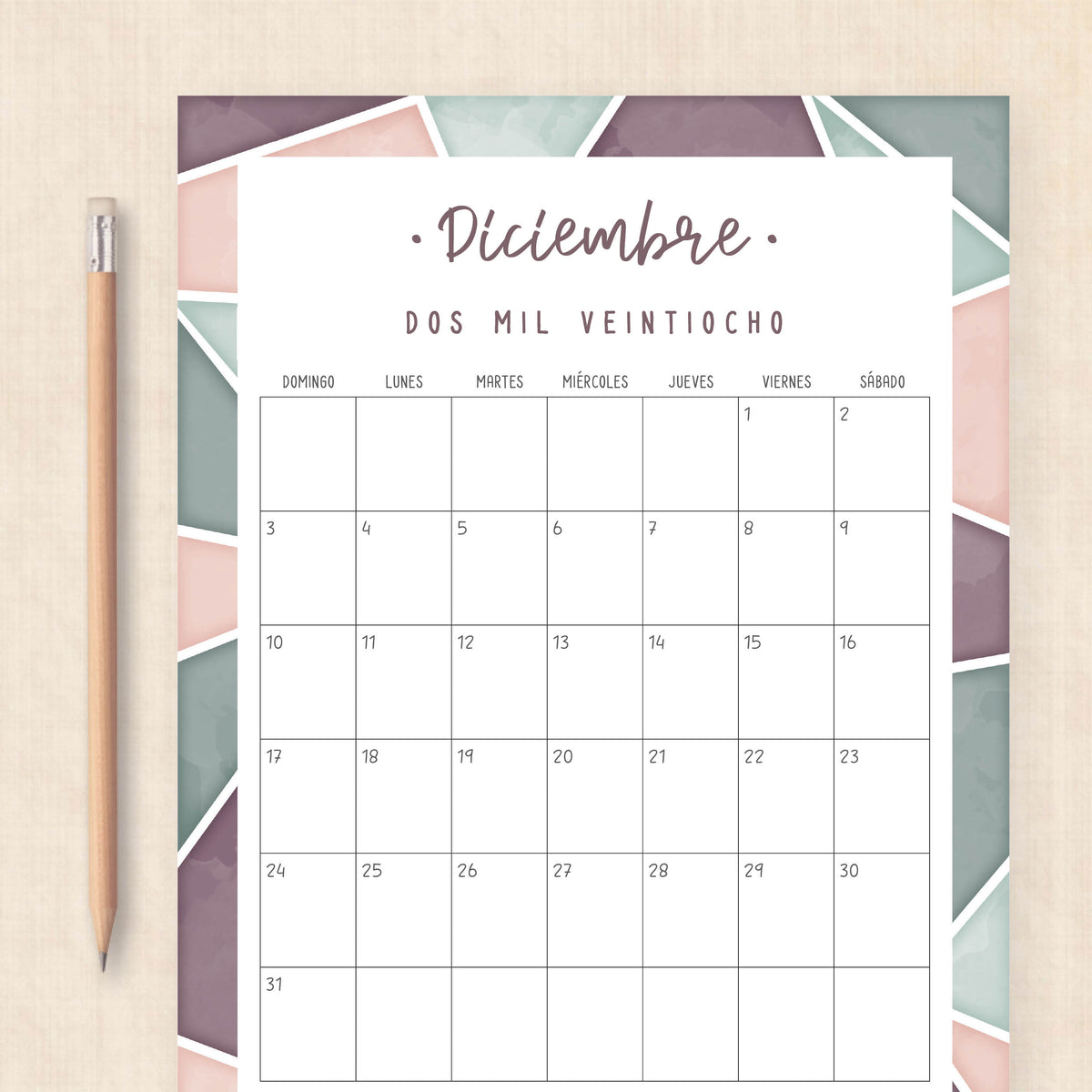 calendario 2028 para imprimir