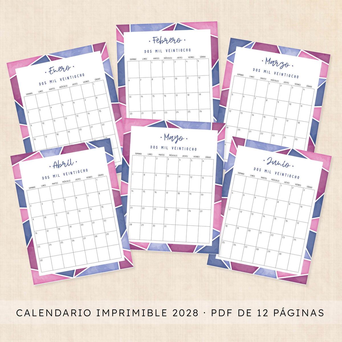 calendario 2028 para imprimir