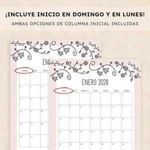 calendario 2028 para imprimir