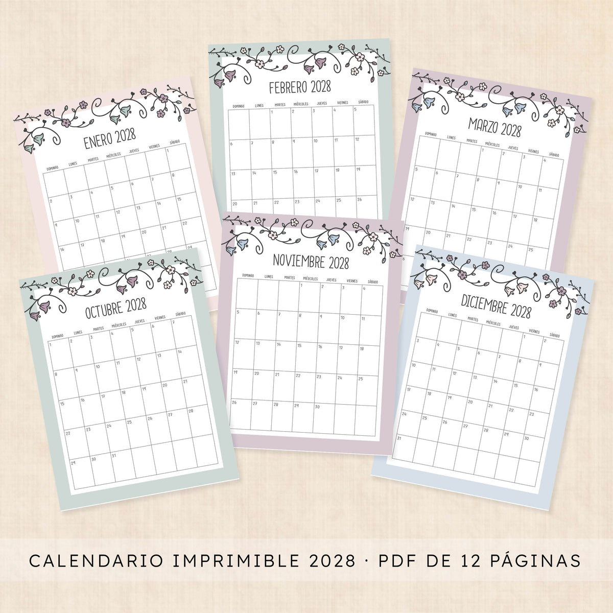 calendario 2028 para imprimir