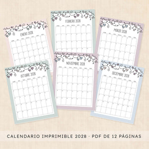 calendario 2028 para imprimir