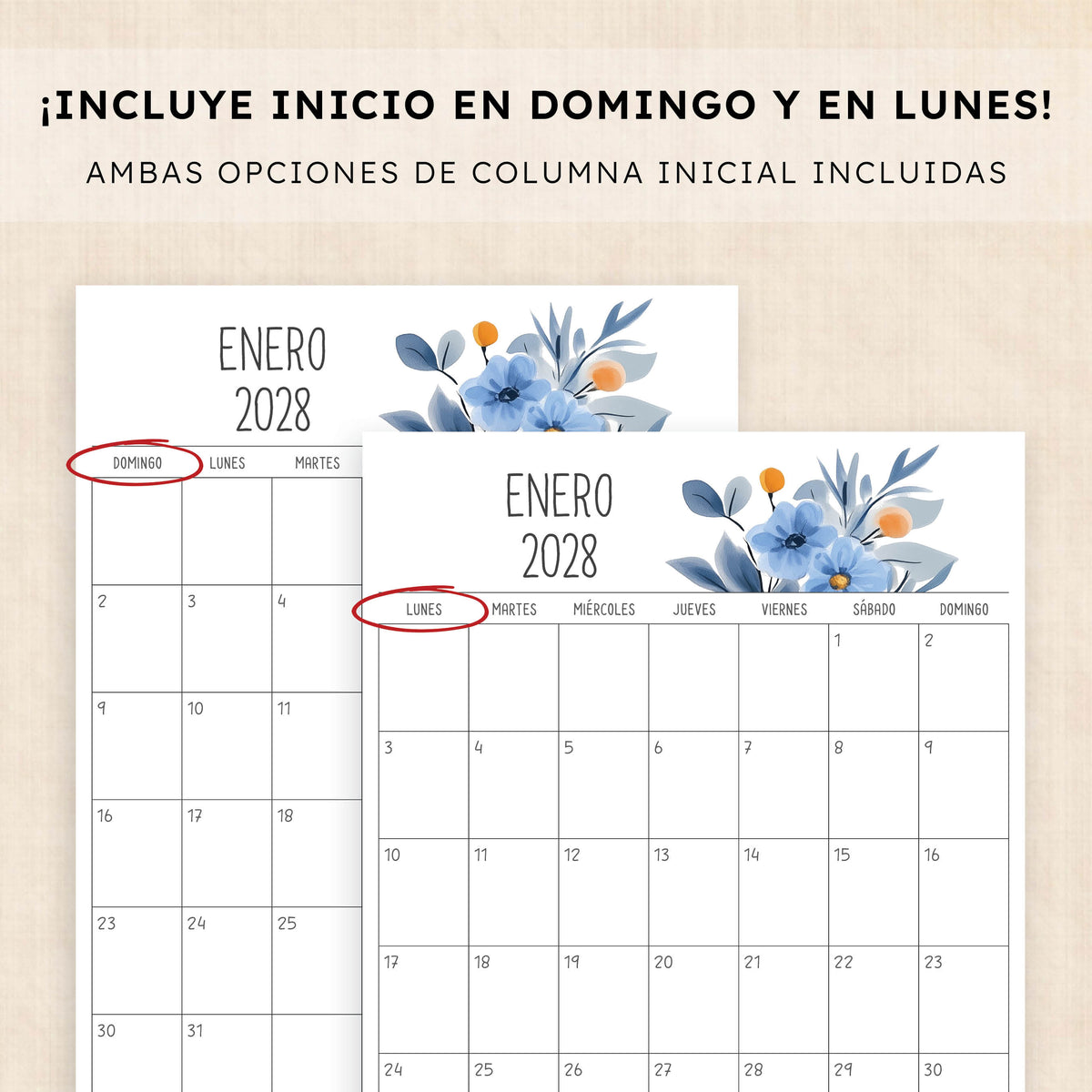 calendario 2028 para imprimir