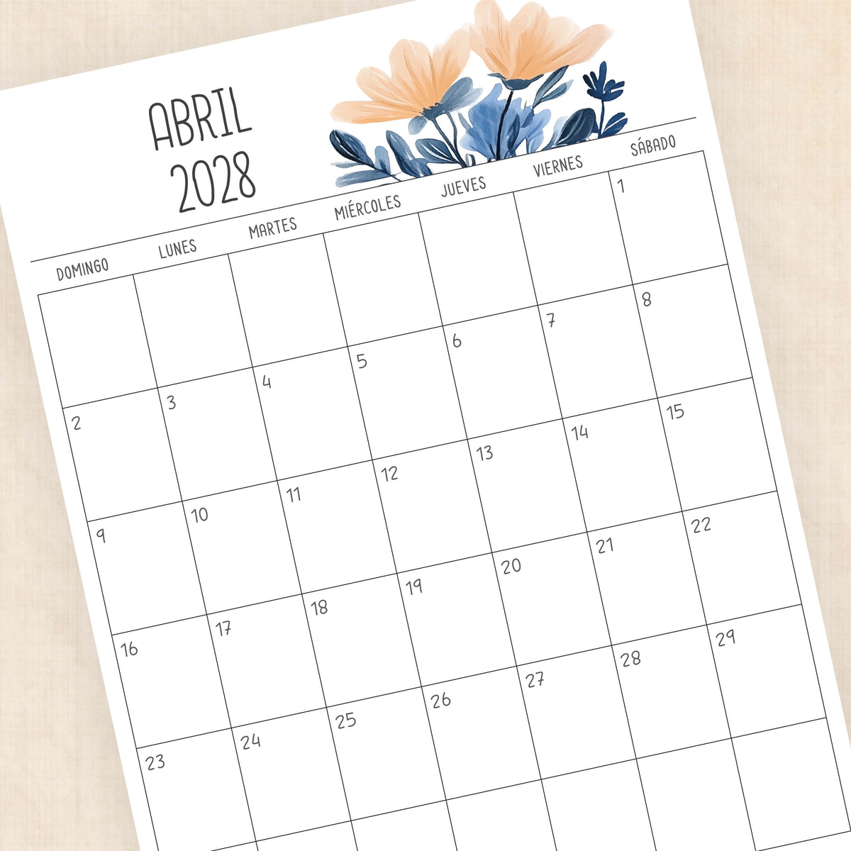calendario 2028 para imprimir