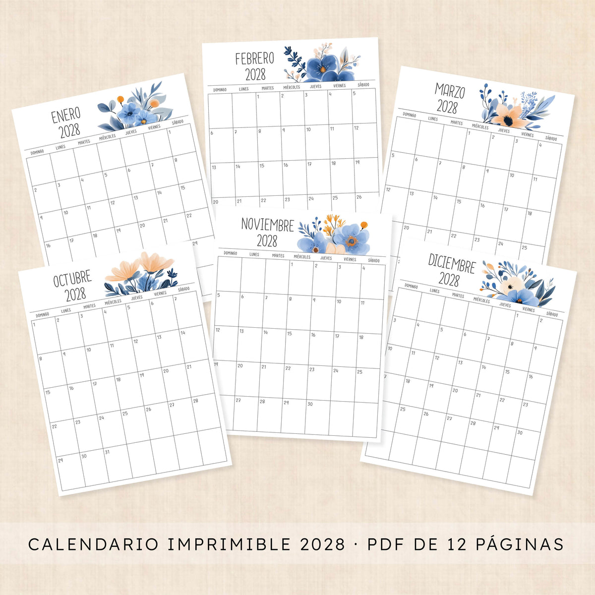 calendario 2028 para imprimir