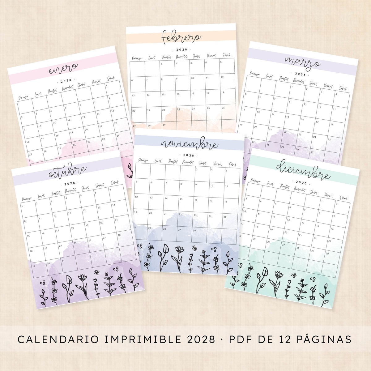 calendario 2028 para imprimir