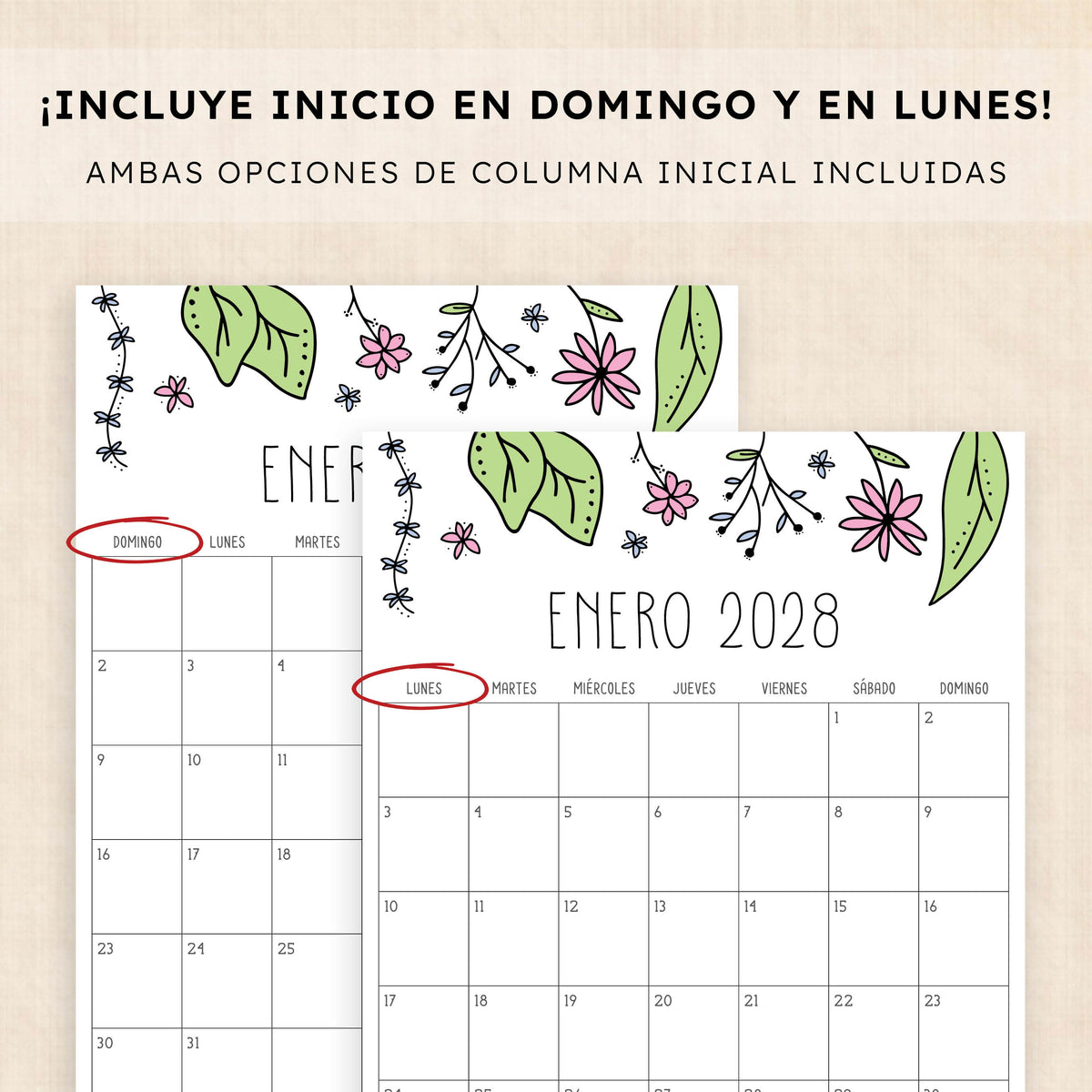 calendario 2028 para imprimir