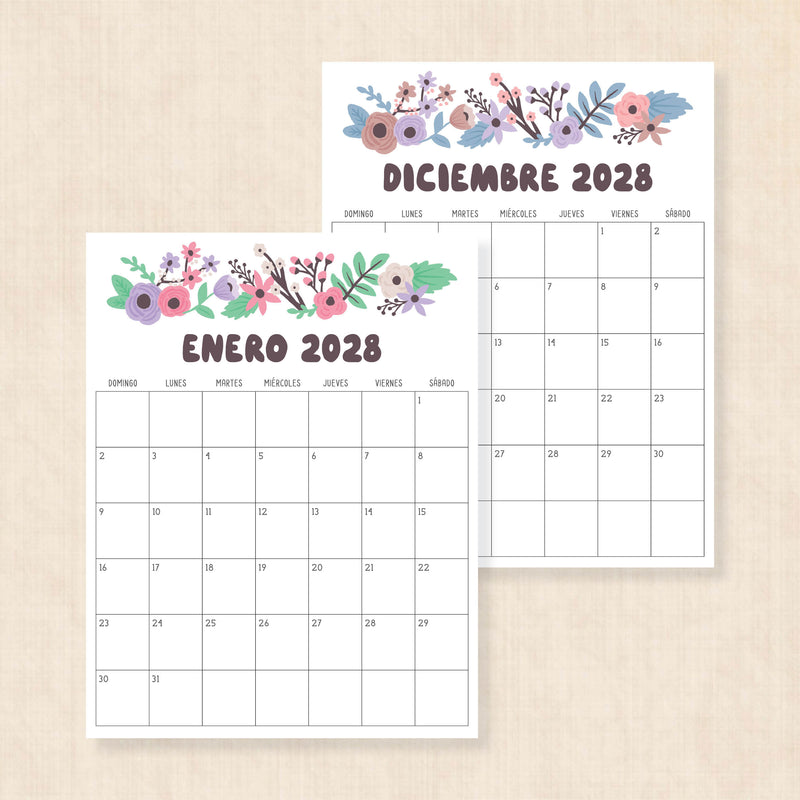 calendario 2028 para imprimir